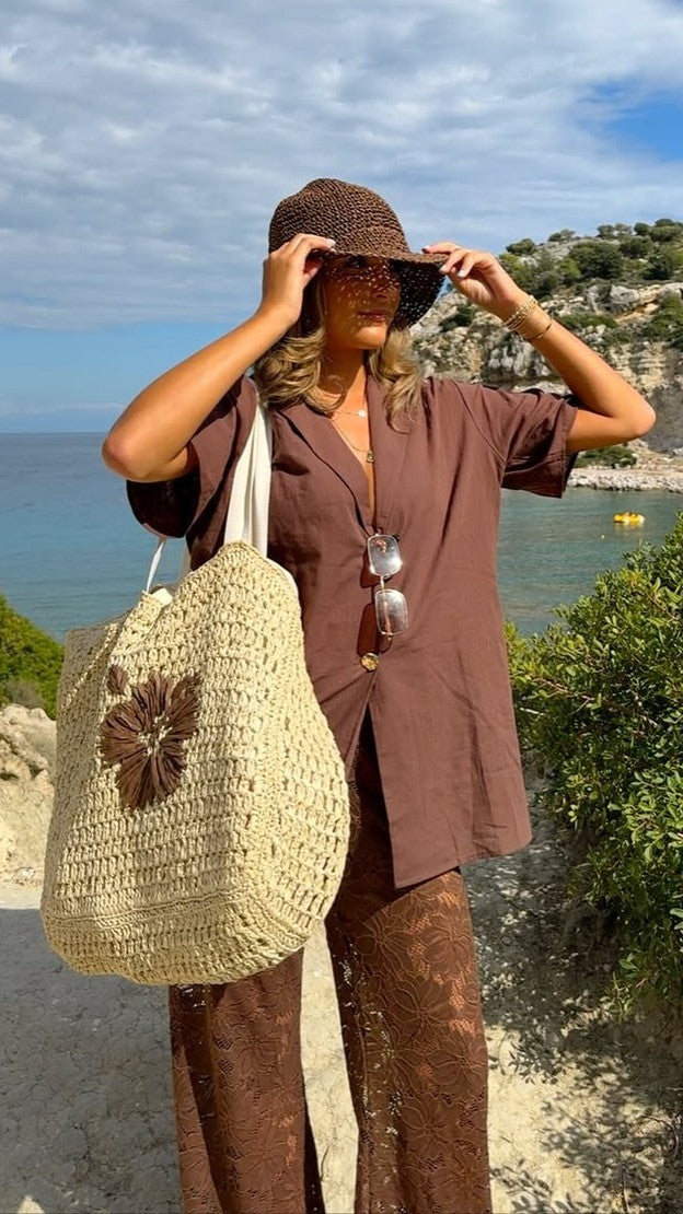Azura Shirt And Pants Set - Brown - Billy J