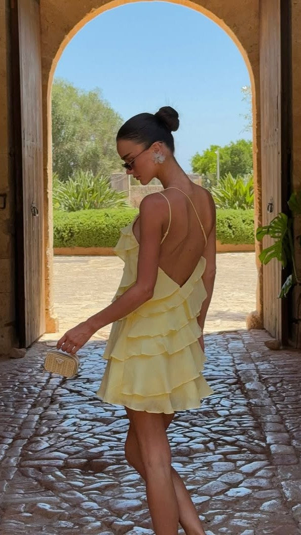 Cassidi Mini Dress - Lemon - Billy J
