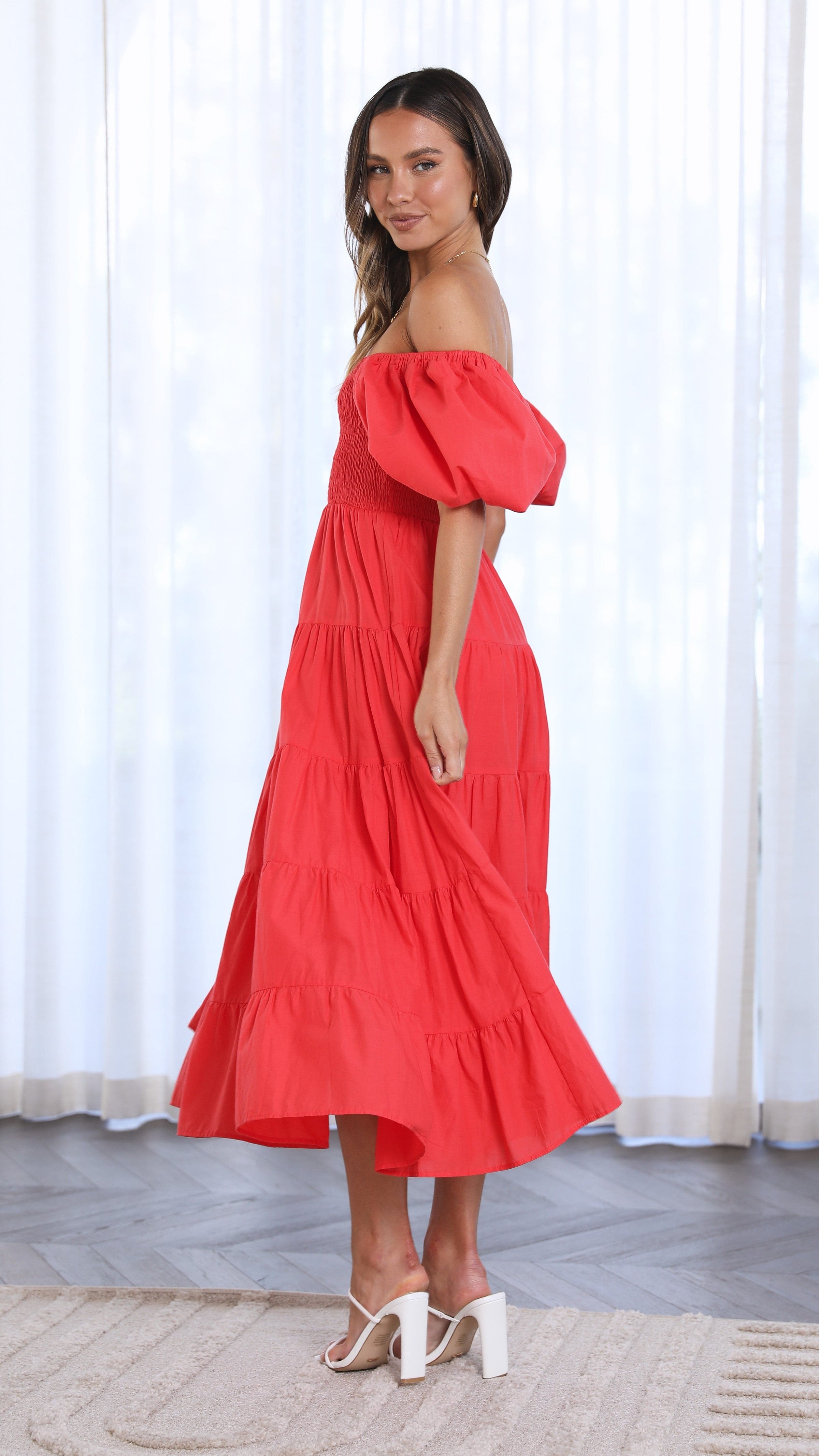 Chyna Midi Dress - Red - Billy J