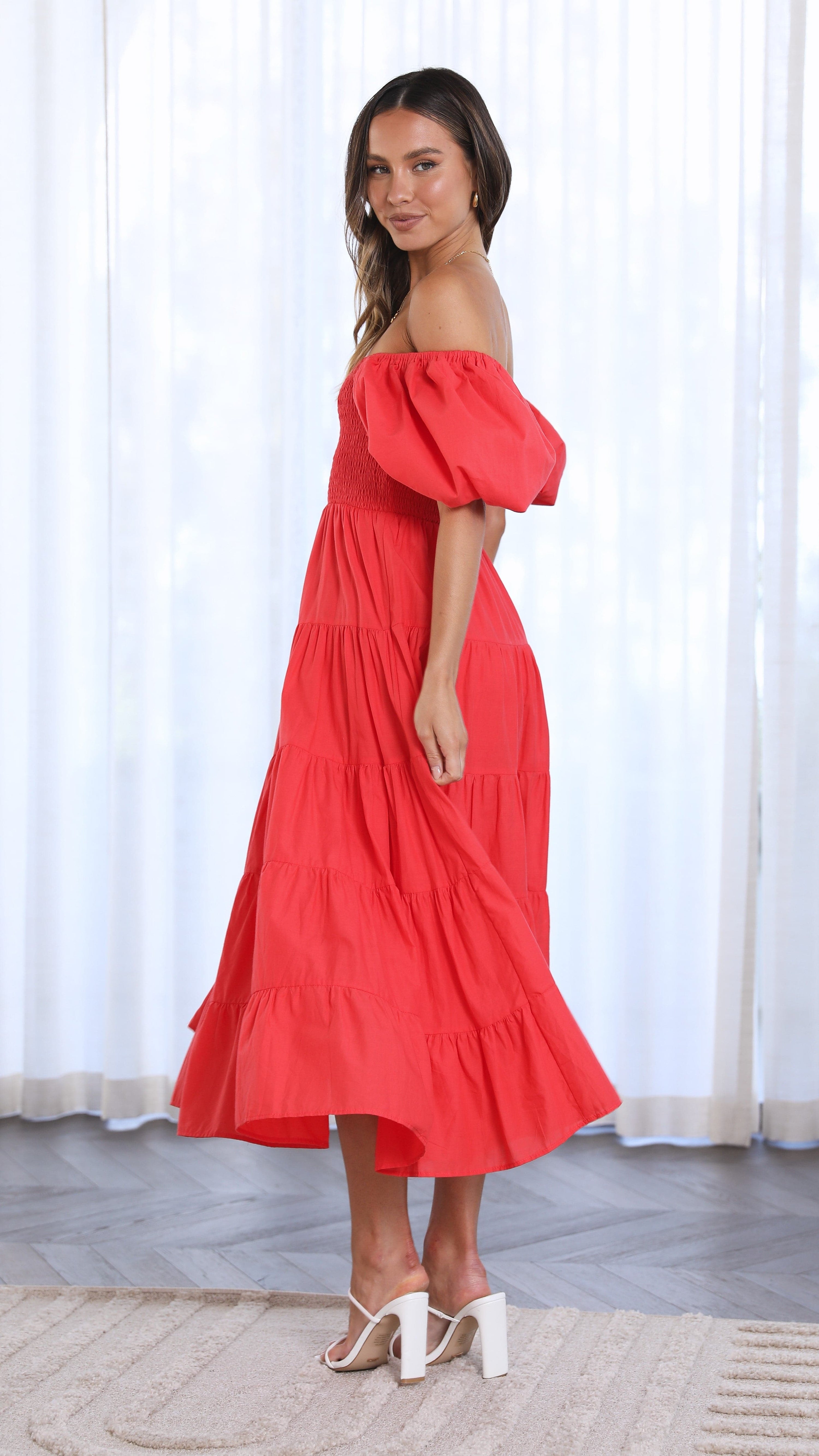 Chyna Midi Dress - Red - Billy J