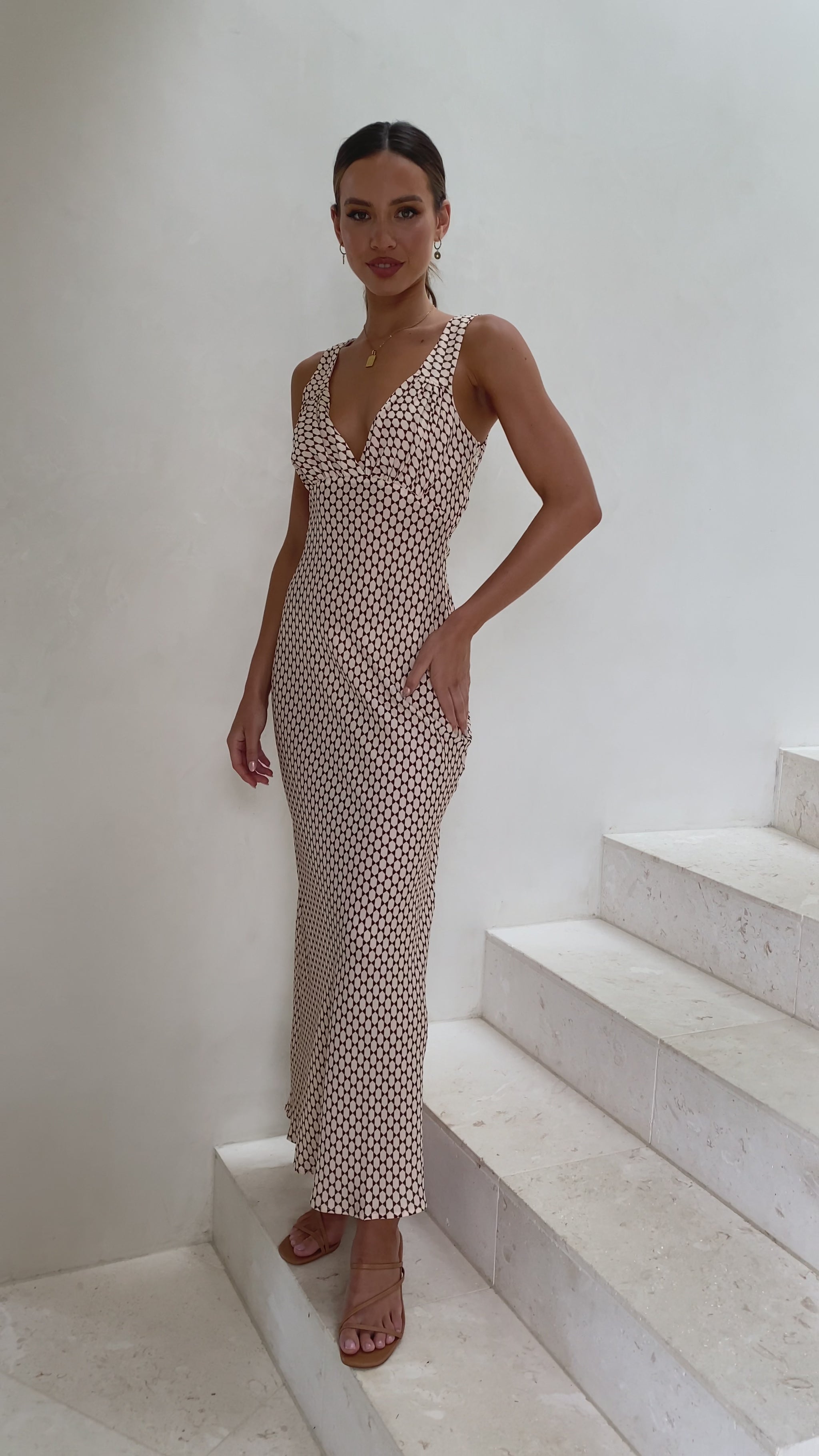Rubie Maxi Dress - Brown Geo - Billy J