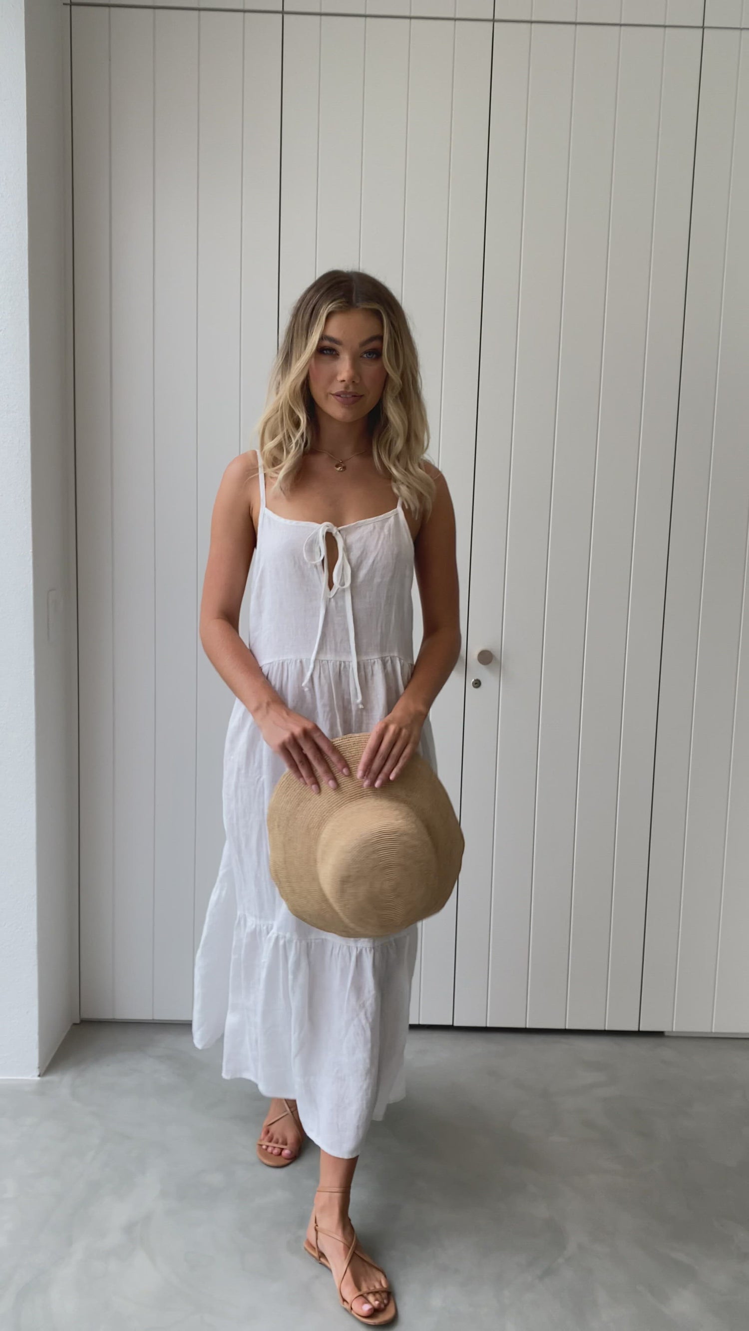 Avalia Linen Maxi Dress - White - Billy J