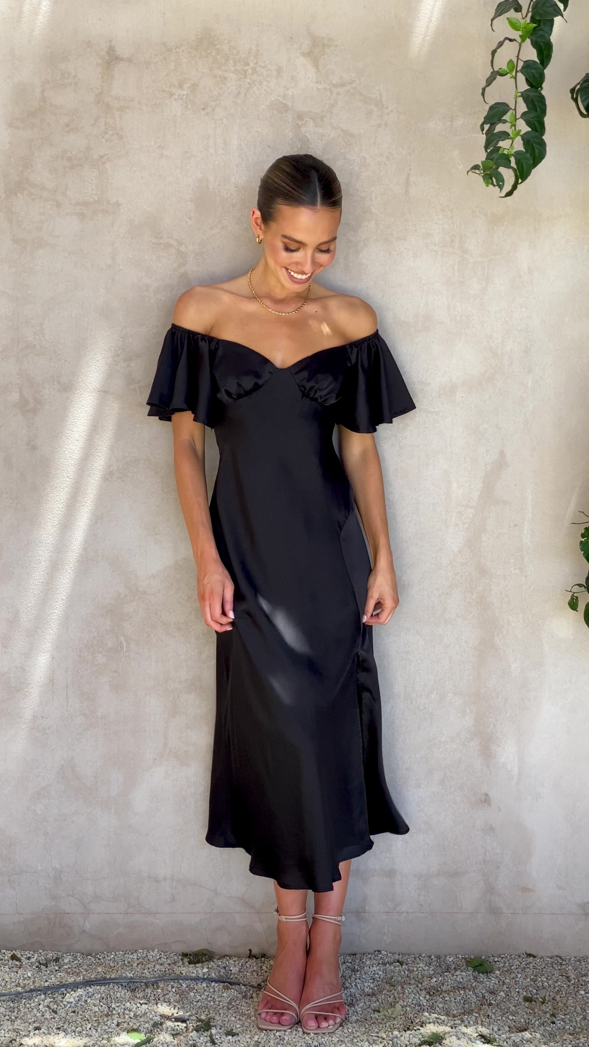 Louisa Midi Dress - Black - Billy J