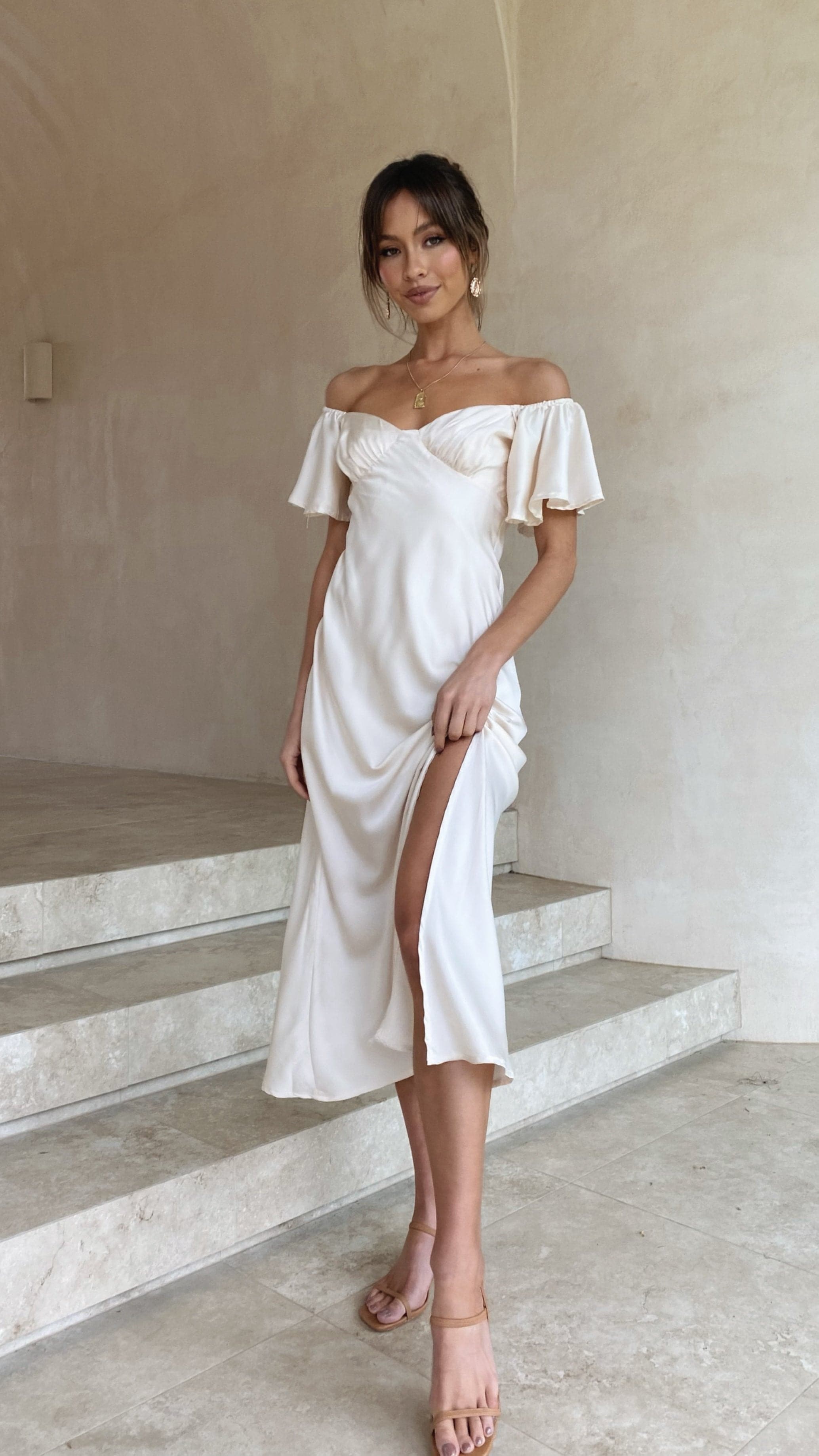 Louisa Midi Dress - Ivory - Billy J