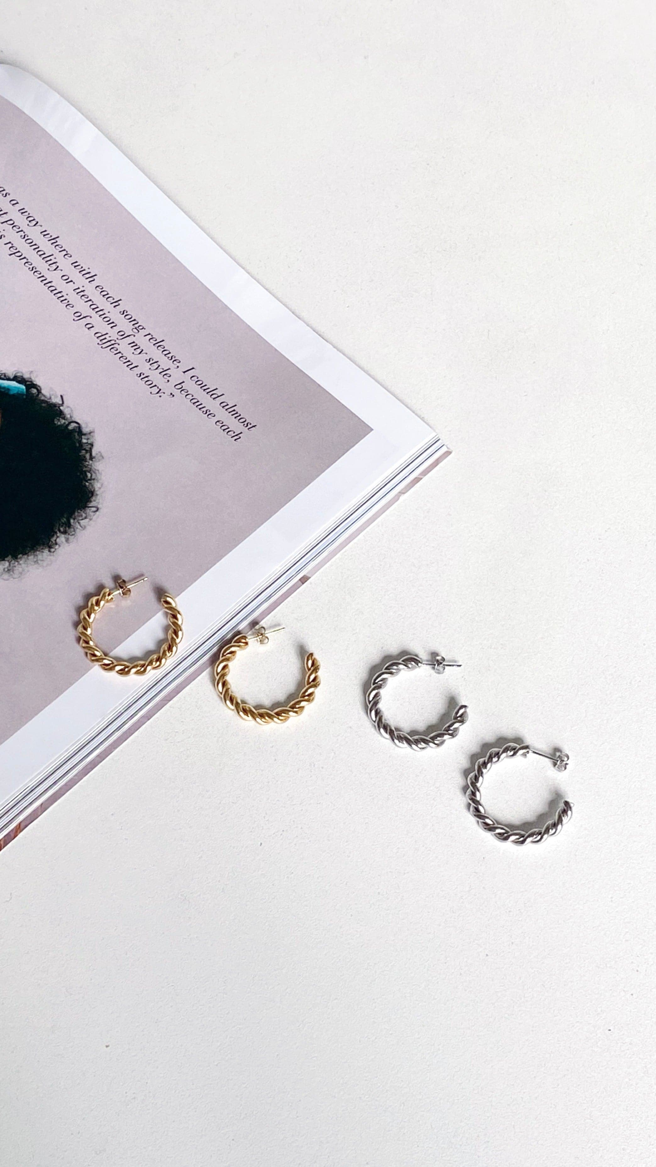 Twist Hoop Earrings -Silver - Billy J