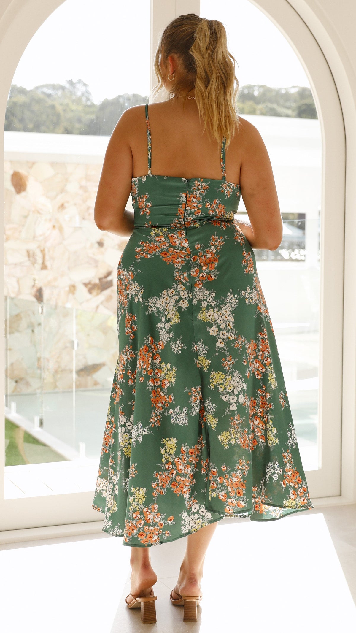 slim fit dress slacks Dreamers Midi Dress - Green Floral - Buy Women's Dresses