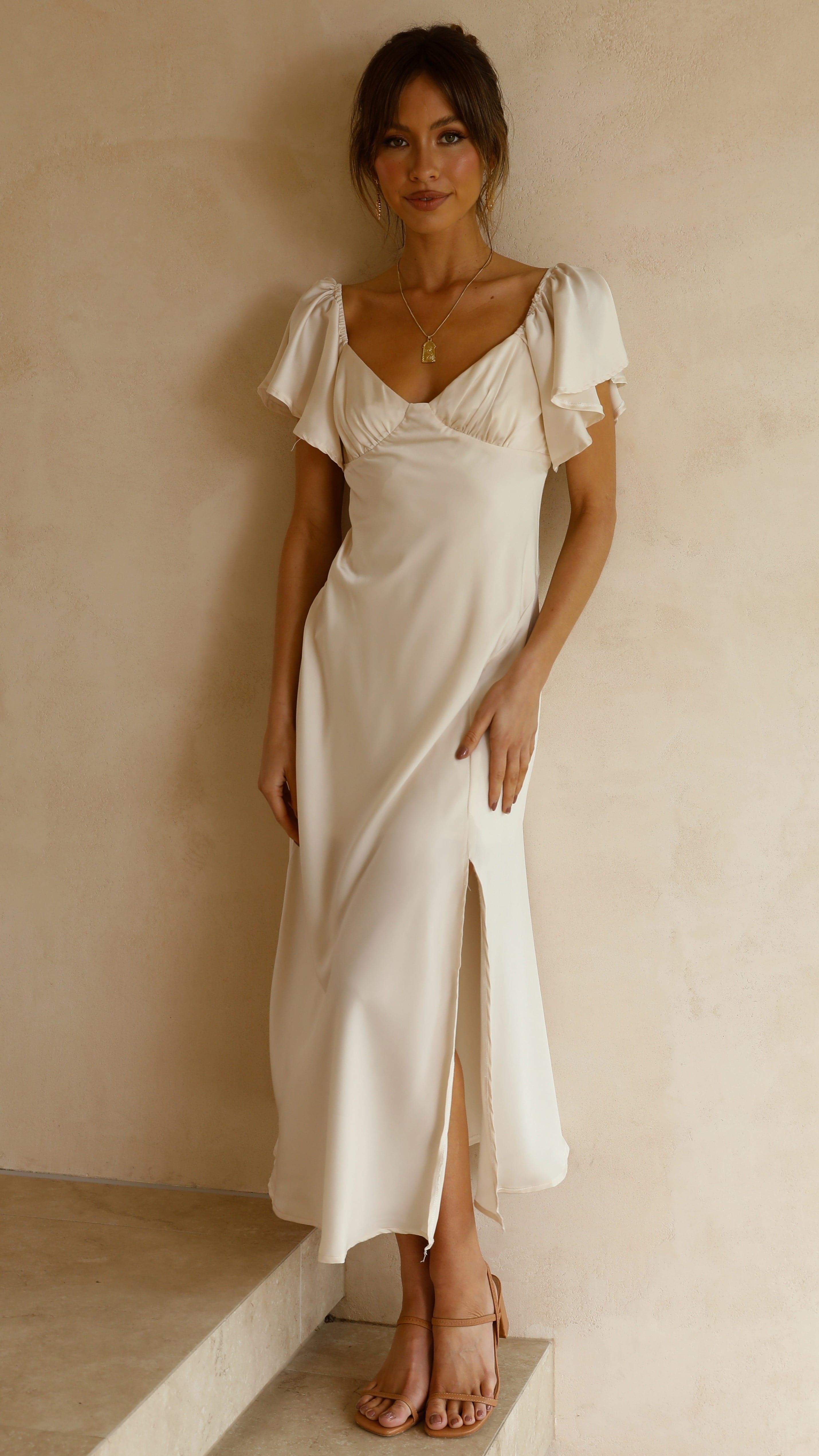 Louisa Midi Dress - Ivory - Billy J