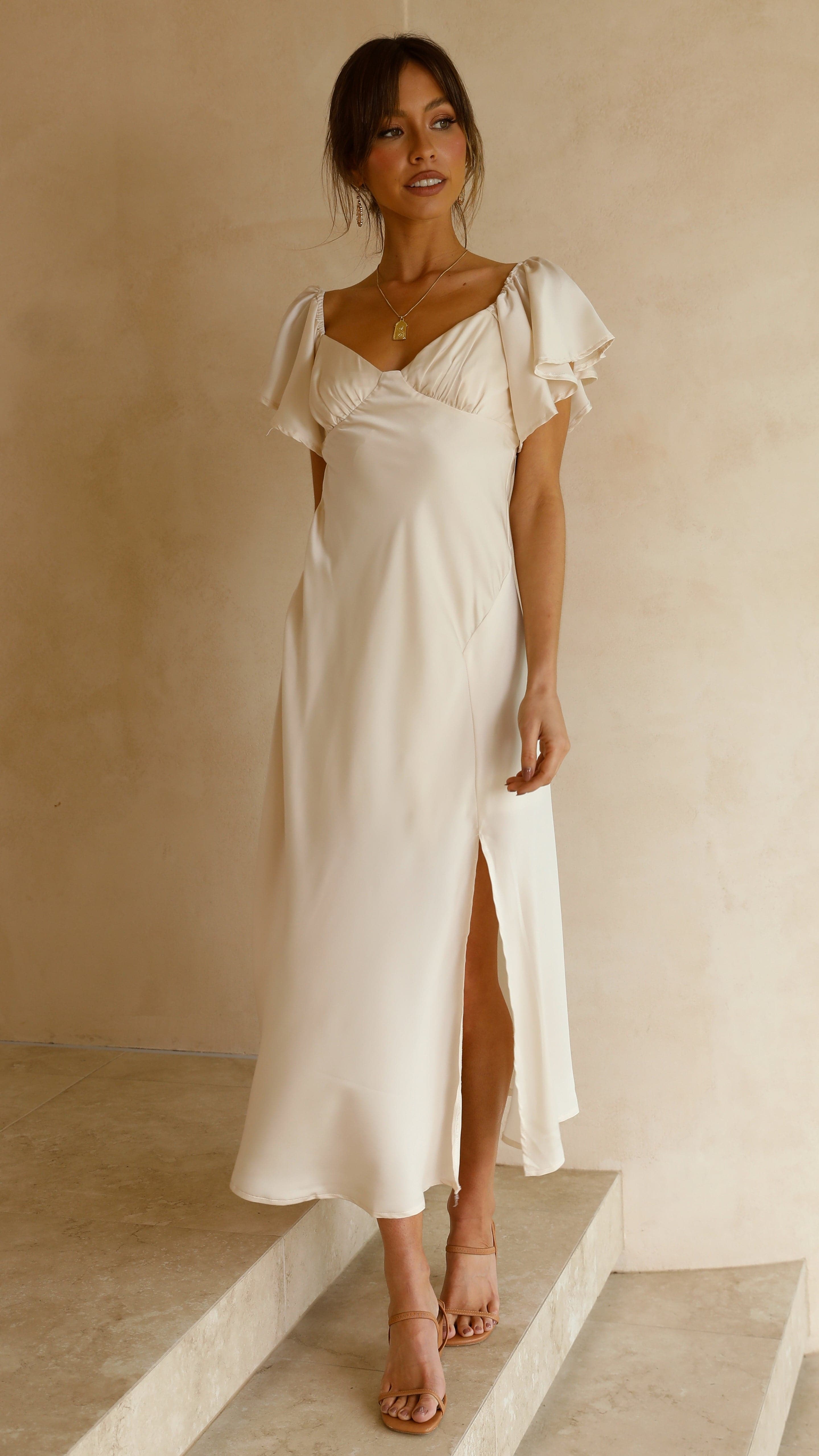 Louisa Midi Dress - Ivory - Billy J
