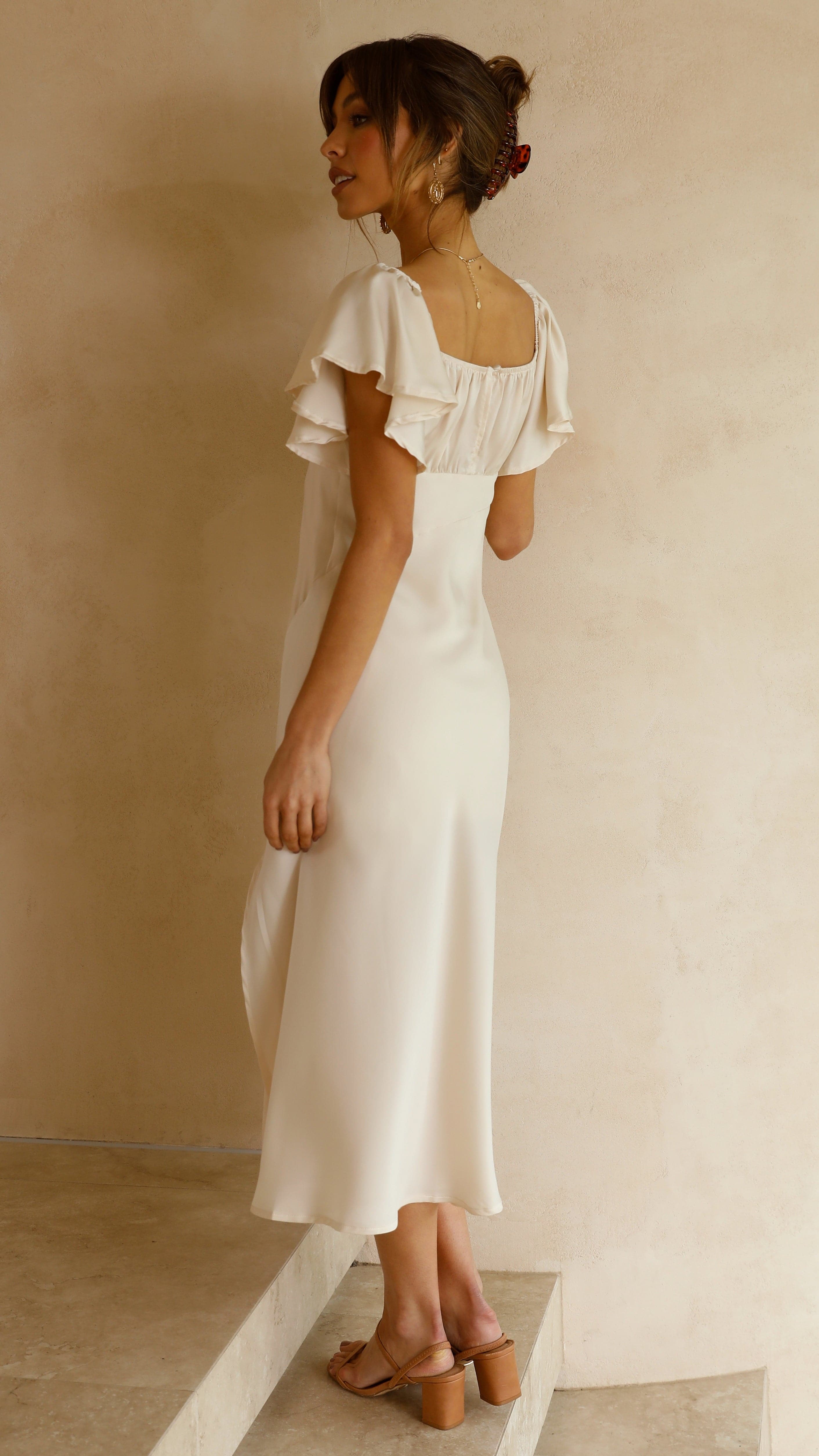 Louisa Midi Dress - Ivory - Billy J