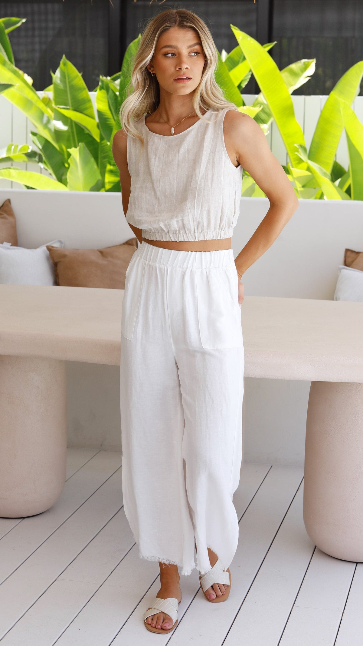 Aimee Linen Top - Oat - Billy J