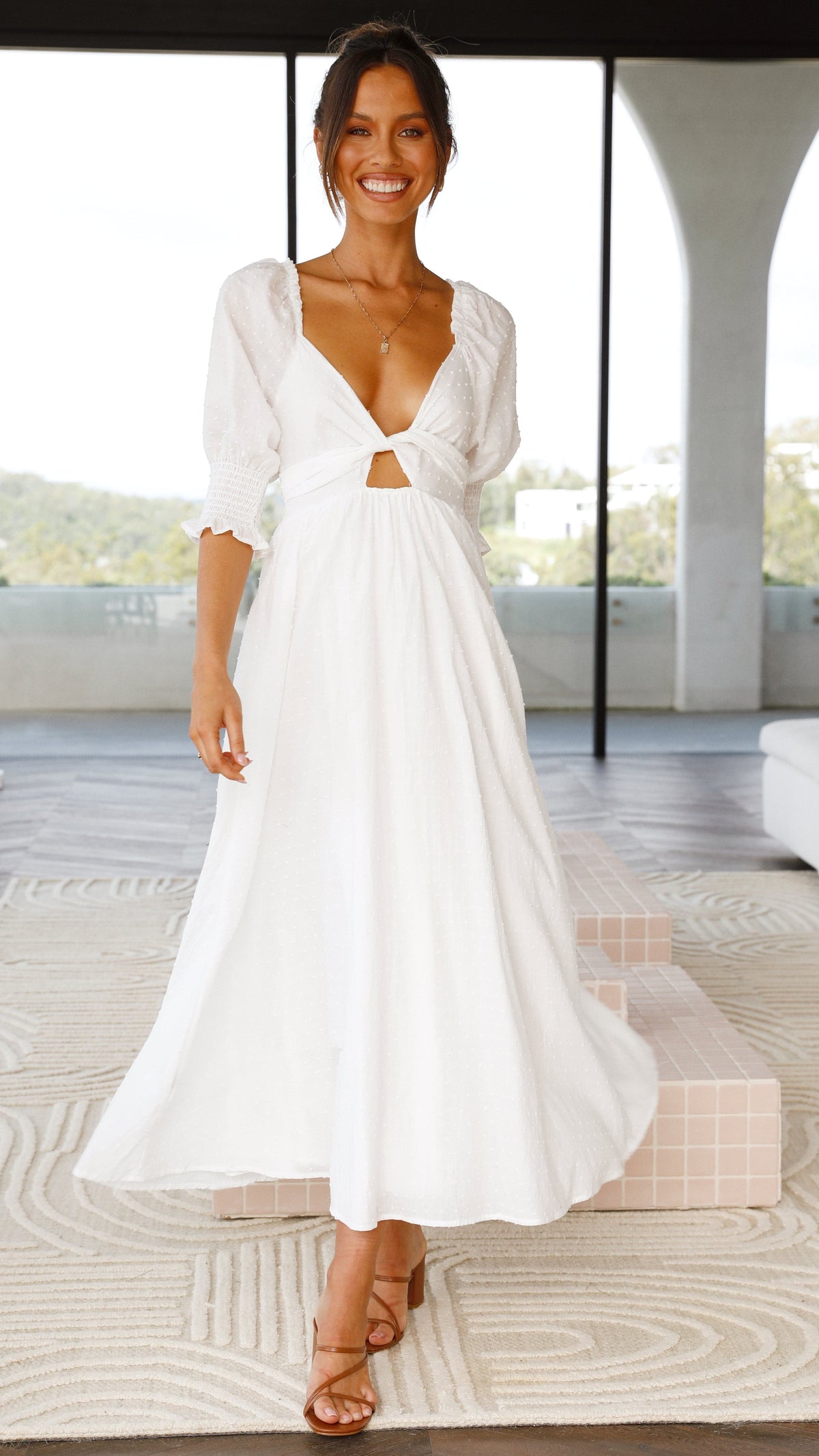 Cierra Midi Dress - White - Billy J