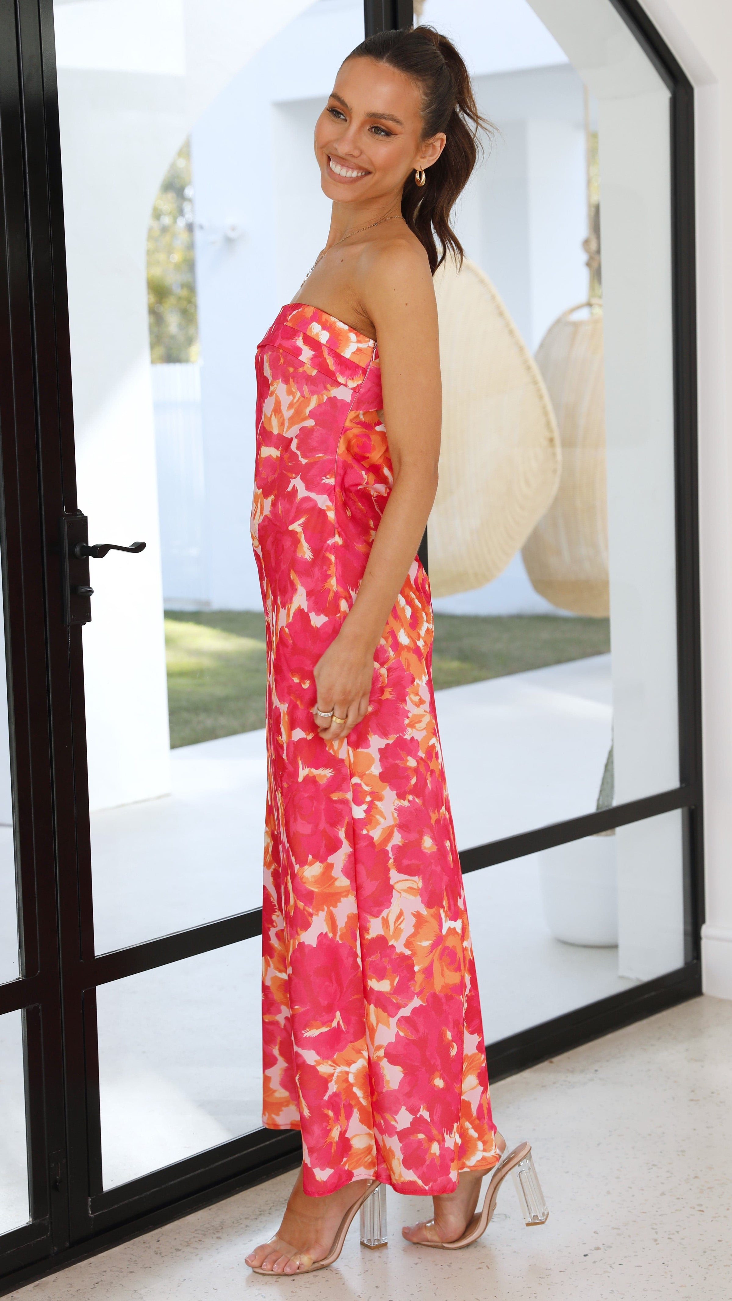 Miya Maxi Dress - Pink/Red Floral - Billy J