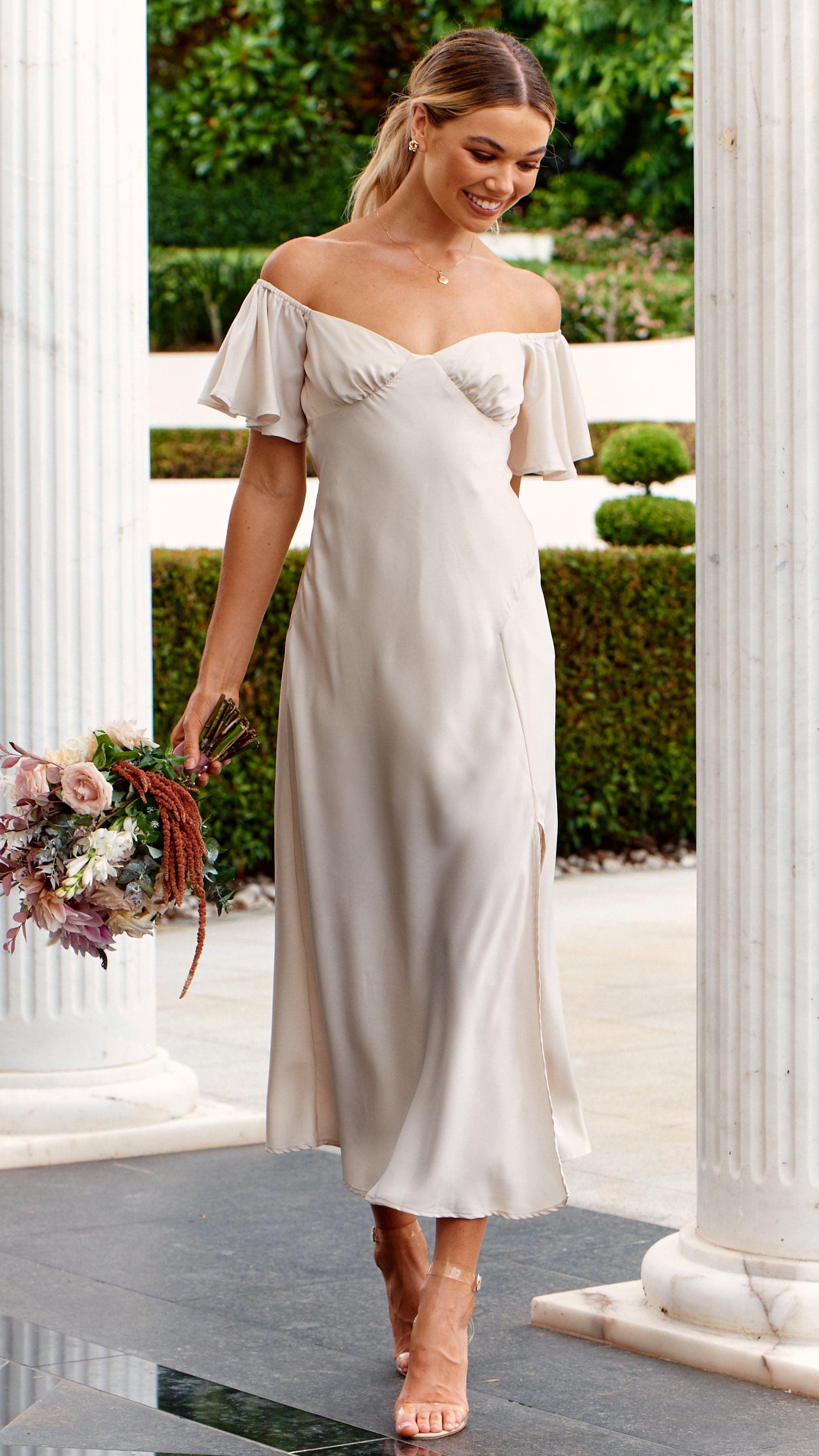 Louisa Midi Dress - Ivory - Billy J