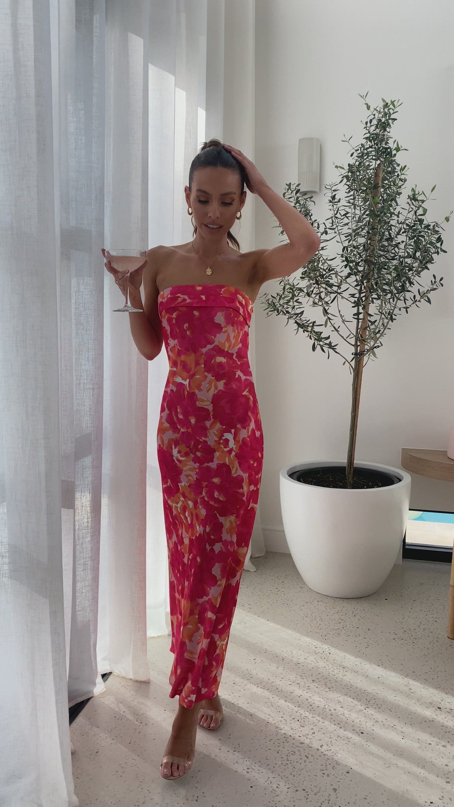 Miya Maxi Dress - Pink/Red Floral - Billy J